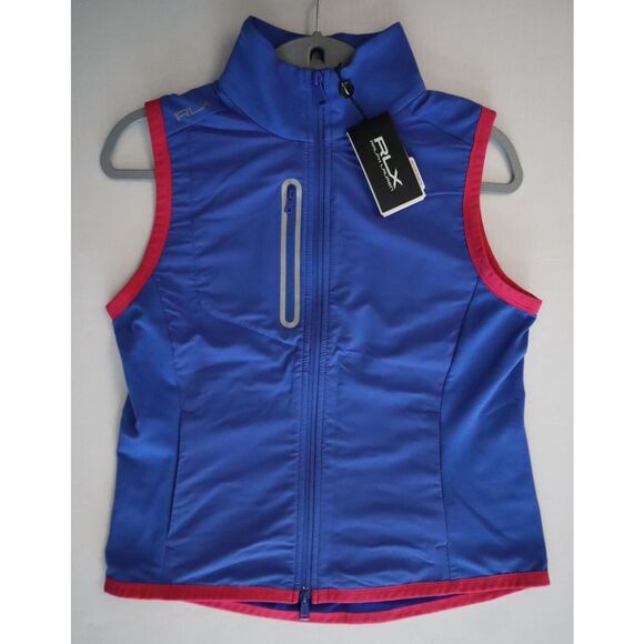 RLX Ralph Lauren Women's Sz M Blue/Pink Terry Sleeveless Full-Zip Vest - Picture 12 of 13